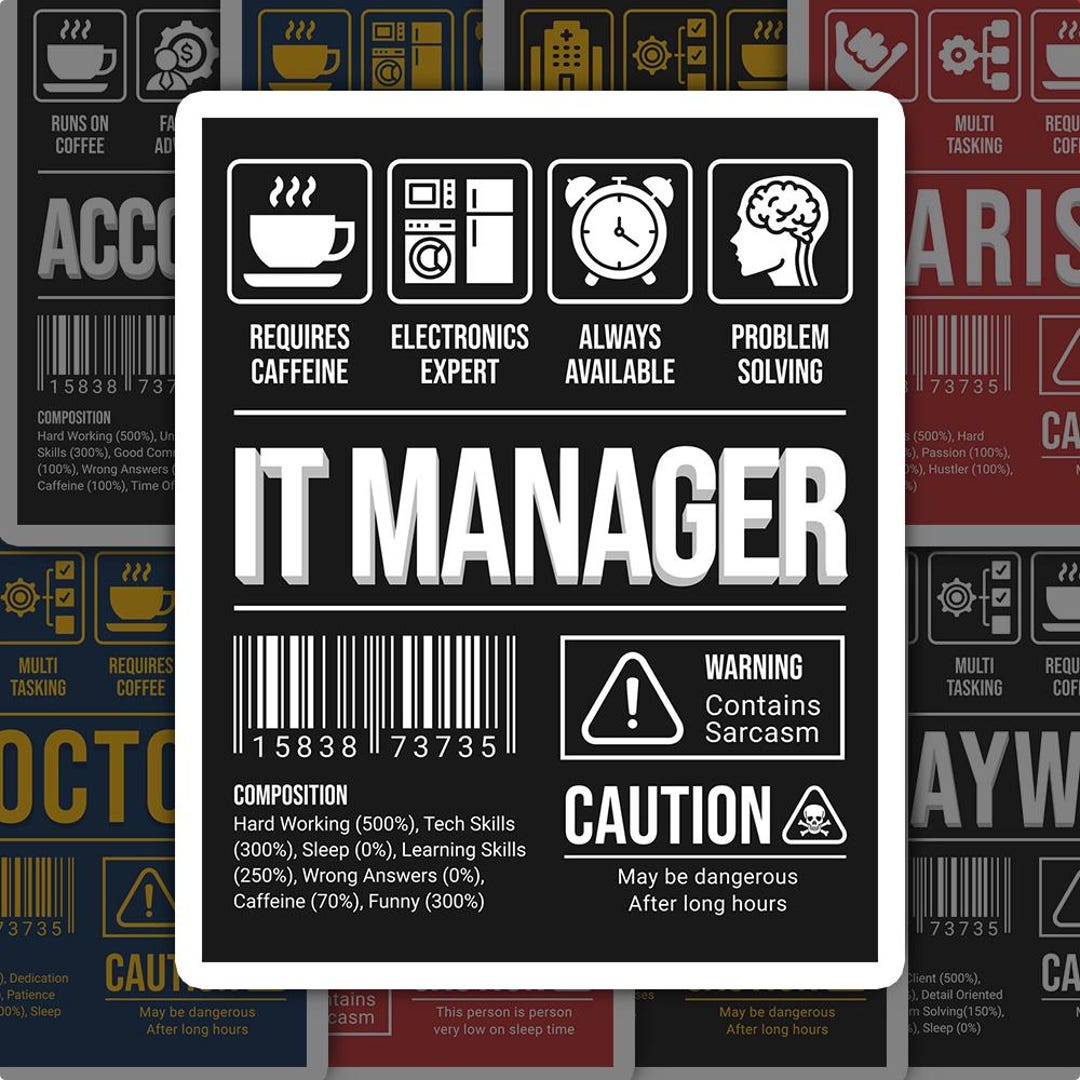 IT Manager Sticker Waterproof, Job Sticker for Laptop Car, Book, Water ...