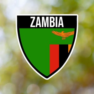 Sambia Aufkleber Shield wasserfest für Laptop, Auto, Buch, Flasche, Helm, Werkzeugkasten