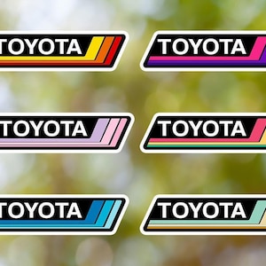Toyota Vintage Sticker Rectangular Waterproof, Vinyl Decal, for Laptop Car, Book, Water Bottle, Helmet, Travel Bag, ...