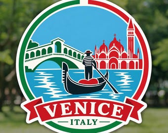 Venice Sticker, Rialto Bridge Italy Travel Decal, Waterproof Vinyl Laptop and Water Bottle Sticker, Souvenir Gift for Travelers