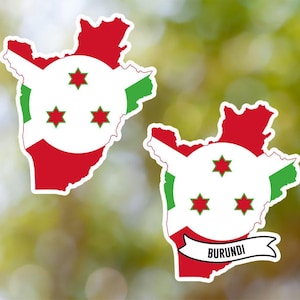 Burundi Sticker Country Shaped Waterproof for Laptop, Car, Book, Water Bottle, Helmet, Toolbox