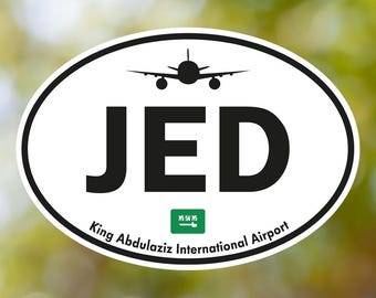 Adesivo oval vintage para bagagem do aeroporto JED King Abdulaziz, adesivo à prova d'água para mala, carro, livro, garrafa de água