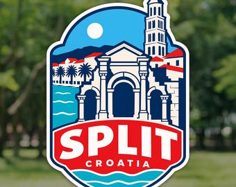 Split Sticker, Diocletian's Palace Croatia Travel Decal, Waterproof Vinyl Laptop and Water Bottle Sticker, Souvenir Gift for Travelers