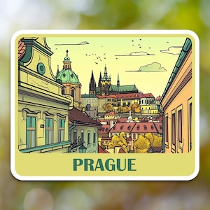Prague Sticker, City Sticker Vinyl Decal, for Laptop Car, Book, Water Bottle, Helmet, Travel Bag, ...