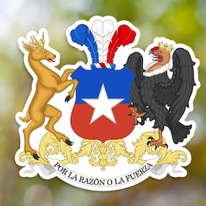 Chile Coat of Arms Emblem Sticker, Vinyl Decal, for Laptop Car, Book, Water Bottle, Helmet, Travel Bag, ...