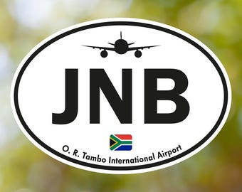 Adesivo JNB O. R. Tambo International Airport Oval Vintage, adesivo à prova d'água para bagagem de aeroporto da África do Sul para mala, carro, livro
