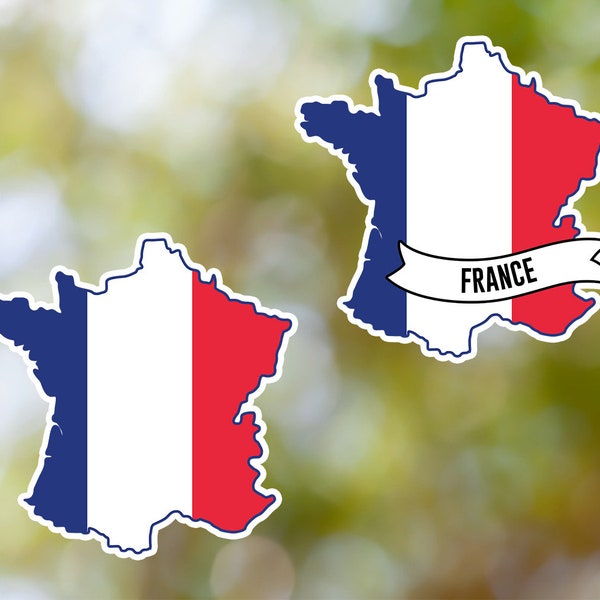 France Sticker Country Shaped Waterproof for Laptop, Car, Book, Water Bottle, Helmet, Toolbox