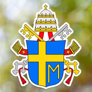 Adesivo con lo stemma di Giovanni Paolo II, decalcomania in vinile con lo stemma papale, per computer portatile, auto, libri, borraccia, casco, borsa da viaggio, ...