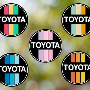 Sticker Toyota vintage circulaire imperméable en vinyle pour ordinateur portable, voiture, livre, bouteille d'eau, casque, sac de voyage, ...