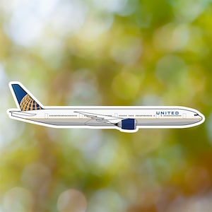 Boeing 777 Sticker, United Airlines Lines Airplane Sticker Waterproof for Suitcase, Car, Book, Water Bottle, Helmet, Toolbox