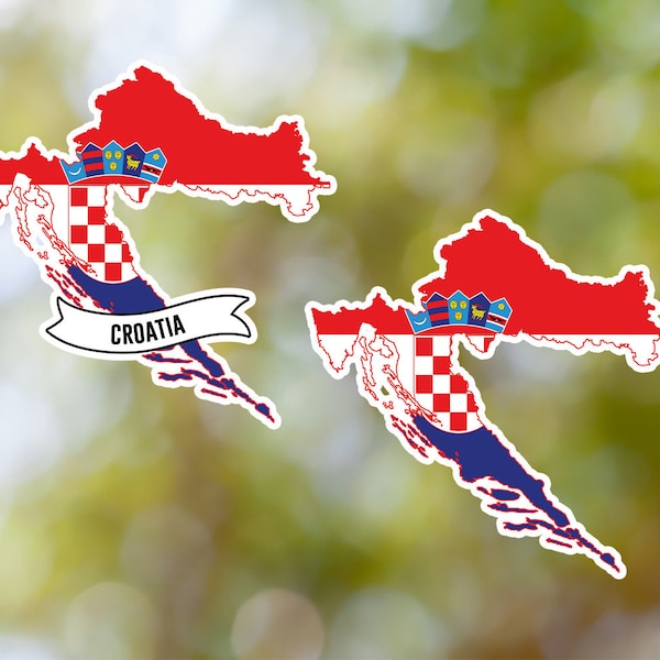 Croatia Sticker Country Shaped Waterproof for Laptop, Car, Book, Water Bottle, Helmet, Toolbox