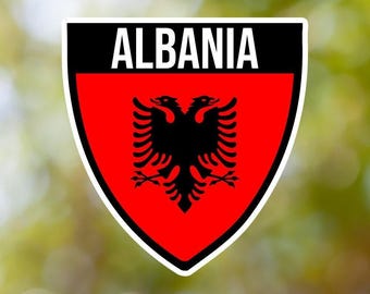 Adesivo Albania Scudo impermeabile per computer portatile, auto, libro, bottiglia d'acqua, casco, cassetta degli attrezzi