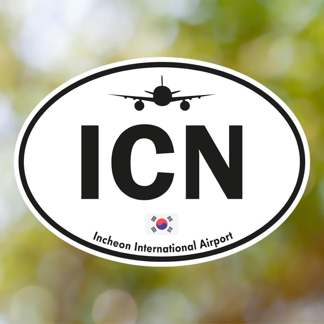 Icn Sticker Example ICN Incheon International Airport Sticker Oval Vintage, South Korea ...