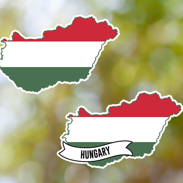 Hungary Sticker Country Shaped Waterproof for Laptop, Car, Book, Water Bottle, Helmet, Toolbox