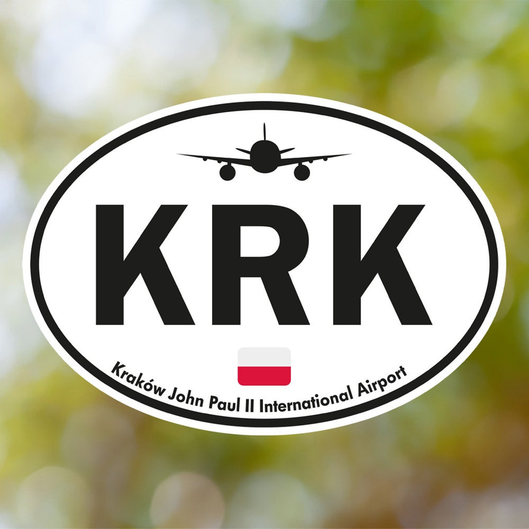 Krakow Sticker Oval Vintage, Poland Airport Luggage Sticker Waterproof