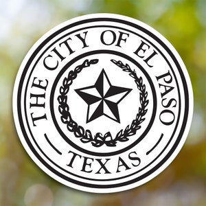 El Paso Sticker, City Sticker Vinyl Decal, for Laptop Car, Book, Water Bottle, Helmet, Travel Bag, ...