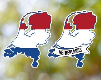 Netherlands Sticker Country Shaped Waterproof for Laptop, Car, Book, Water Bottle, Helmet, Toolbox