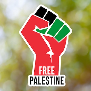Free Palestine Sticker Fist Flag Waterproof for Laptop, Car, Book, Water Bottle, Helmet, Toolbox