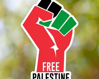 Free Palestine Sticker Fist Flag Waterproof for Laptop, Car, Book, Water Bottle, Helmet, Toolbox