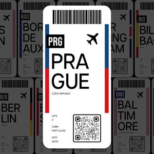 PRG Prague Airport Sticker, Czech Republic Luggage Sticker, Suitcase Sticker for Travel