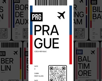 PRG Prague Airport Sticker, Czech Republic Luggage Sticker, Suitcase Sticker for Travel