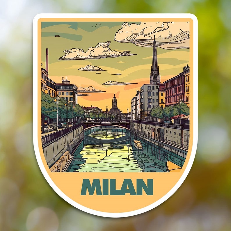Milan Written Sticker Milan Sticker, City Sticker Vinyl Decal, for Laptop Car, Book, Water ...