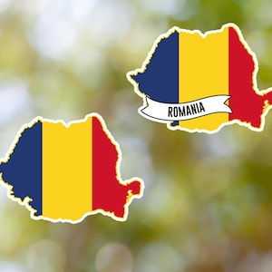 Romania Sticker Country Shaped Waterproof for Laptop, Car, Book, Water Bottle, Helmet, Toolbox