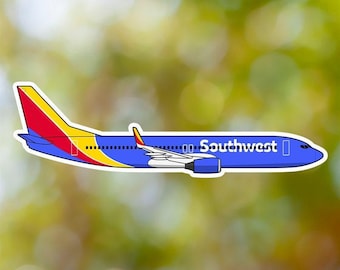 Boeing 737 Sticker, Southwest Airlines Airplane Sticker Waterproof for Suitcase, Car, Book, Water Bottle, Helmet, Toolbox