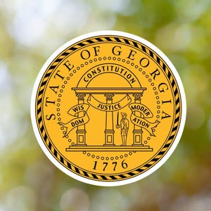 Georgia Sticker State Seal made with Vinyl, Decal for Book, Laptop, Car, Water Bottle, Helmet, Toolbox, ...