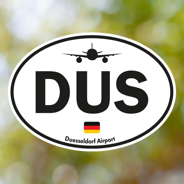 Dusseldorf Sticker Oval Vintage, Germany Airport Luggage Sticker Waterproof for Suitcase, Car, Book, Water Bottle, Helmet, Toolbox