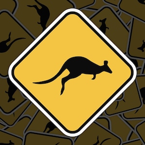 Kangaroo Sticker, Warning Sign Vinyl Decal, for Laptop Car, Book, Water Bottle, Helmet, Travel Bag, ...