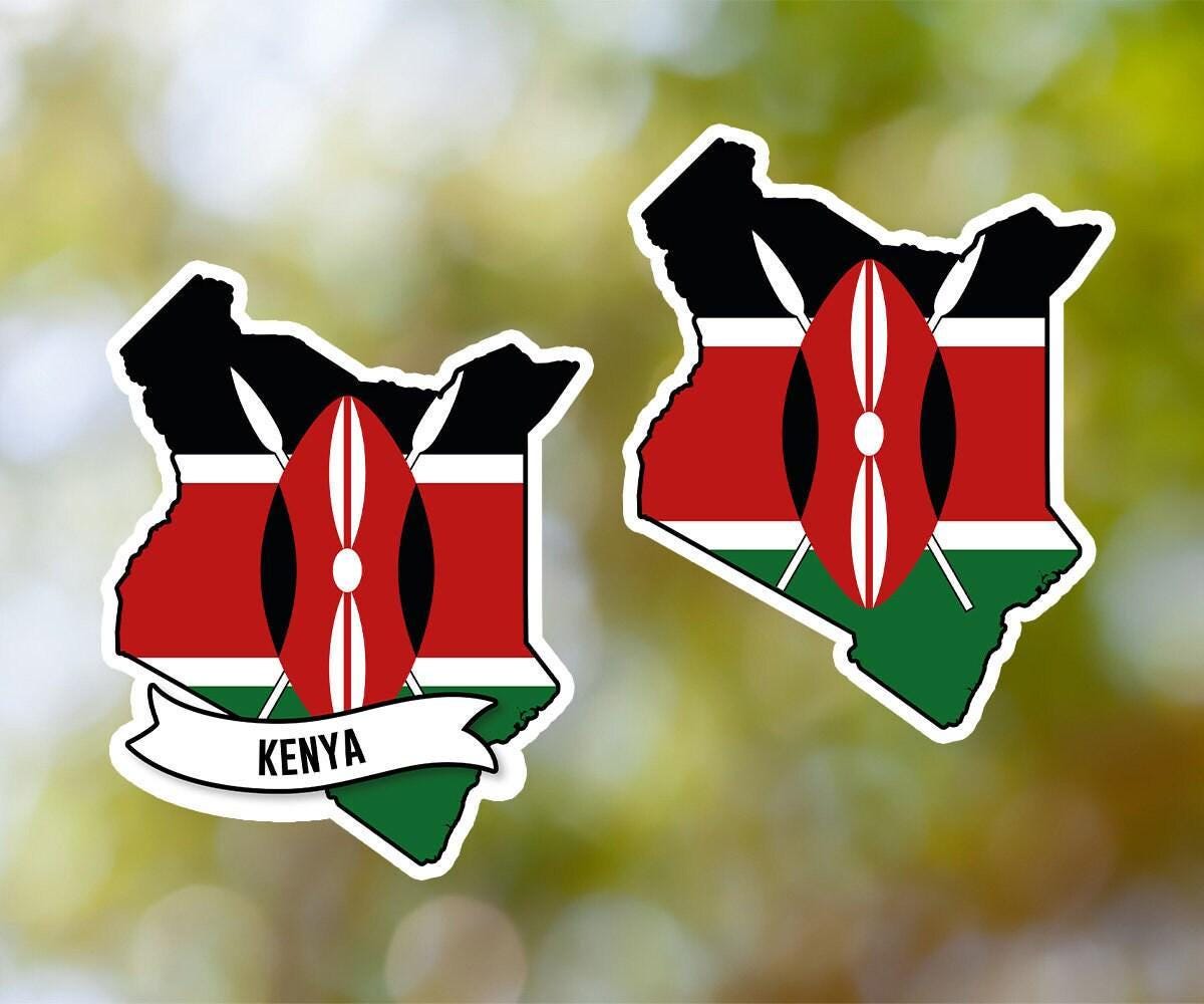 Kenya Sticker Country Shaped Waterproof for Laptop, Car, Book, Water Bottle, Helmet, Toolbox