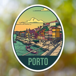 Pegatina de Oporto, pegatina de vinilo de la ciudad, para ordenador portátil, coche, libro, botella de agua, casco, bolsa de viaje,...