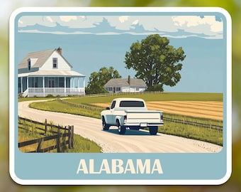 Adesivo in vinile con scritta Alabama, città, per computer portatile, auto, libri, borracce, caschi, borse da viaggio, ...