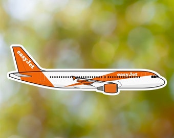 Airbus A320 Sticker, EasyJet Airlines Airplane Sticker Waterproof for Suitcase, Car, Book, Water Bottle, Helmet, Toolbox