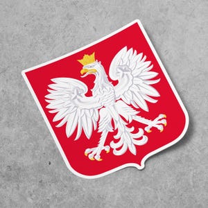 Polen Wappen Aufkleber, Vinyl Aufkleber, für Laptop Auto, Buch, Wasserflasche, Helm, Reisetasche, ...