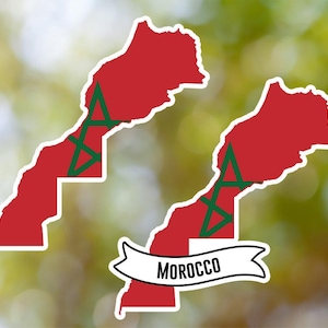 Sticker Maroc en forme de pays étanche pour ordinateur portable, voiture, livre, bouteille d'eau, casque, boîte à outils