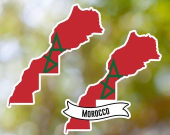 Morocco Sticker Country Shaped Waterproof for Laptop, Car, Book, Water Bottle, Helmet, Toolbox