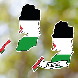 Palestine Sticker Country Shaped Waterproof for Laptop, Car, Book, Water Bottle, Helmet, Toolbox