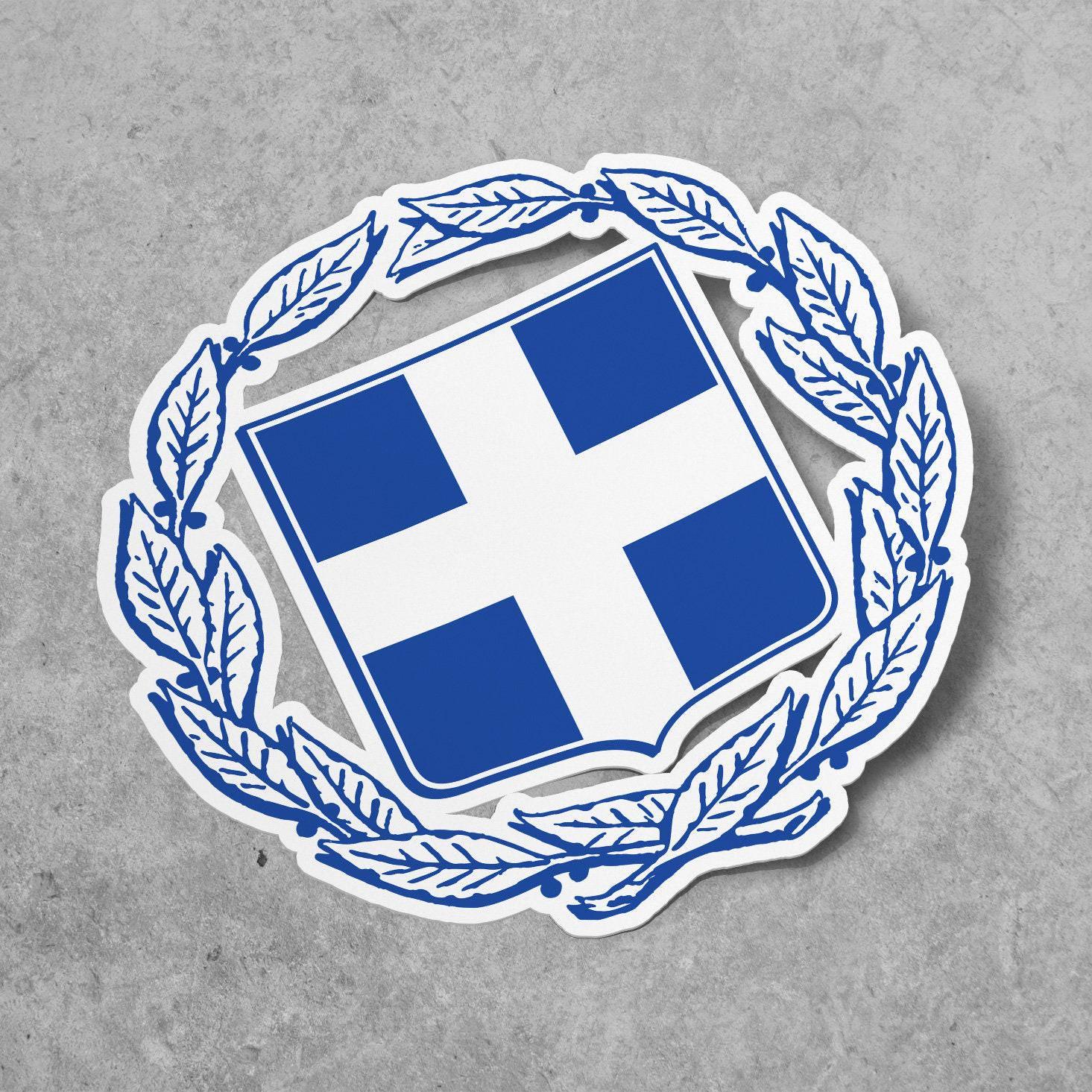 Pegatina del escudo de armas de Grecia, calcomanía de vinilo, para computadora portátil, automóvil, libro, botella de agua, casco, bolsa de viaje, ...