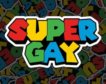 Pegatina súper gay, pegatina de vinilo LGBTQ+, calcomanía de meme, para computadora portátil, automóvil, libro, botella de agua, casco, bolsa de viaje, ...
