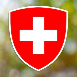 Switzerland Coat of Arms Emblem Sticker, Vinyl Decal, for Laptop Car, Book, Water Bottle, Helmet, Travel Bag, ...