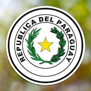 Paraguay Coat of Arms Emblem Sticker, Vinyl Decal, for Laptop Car, Book, Water Bottle, Helmet, Travel Bag, ...