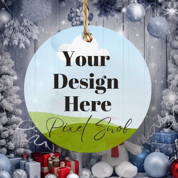 Christmas Ornament Mockup White Circle Shape Mockup Ceramic Custom Ornament Mockup Christmas Mock ups Boys Mockups Template Drag and Drop