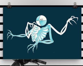 Skeleton Art Poster, Skeleton Wall Art, Halloween Decor, Skeleton Print, Funny Skeleton Poster, Skeleton Art Prints, Halloween Poster Gift