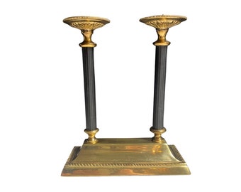 Fenton Brass + Black Double Candlestick Holder