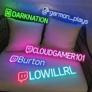 Niestandardowy neon LED z nazwą użytkownika Twitch, mini neon, spersonalizowany neon LED z nazwą, dekoracja pokoju gracza