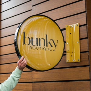 Custom Round Hanging Blade Sign, Wall Mounted Storefront Blade Sign, Outdoor Business Signage, Double Sided Logo Sign, Small Business Sign