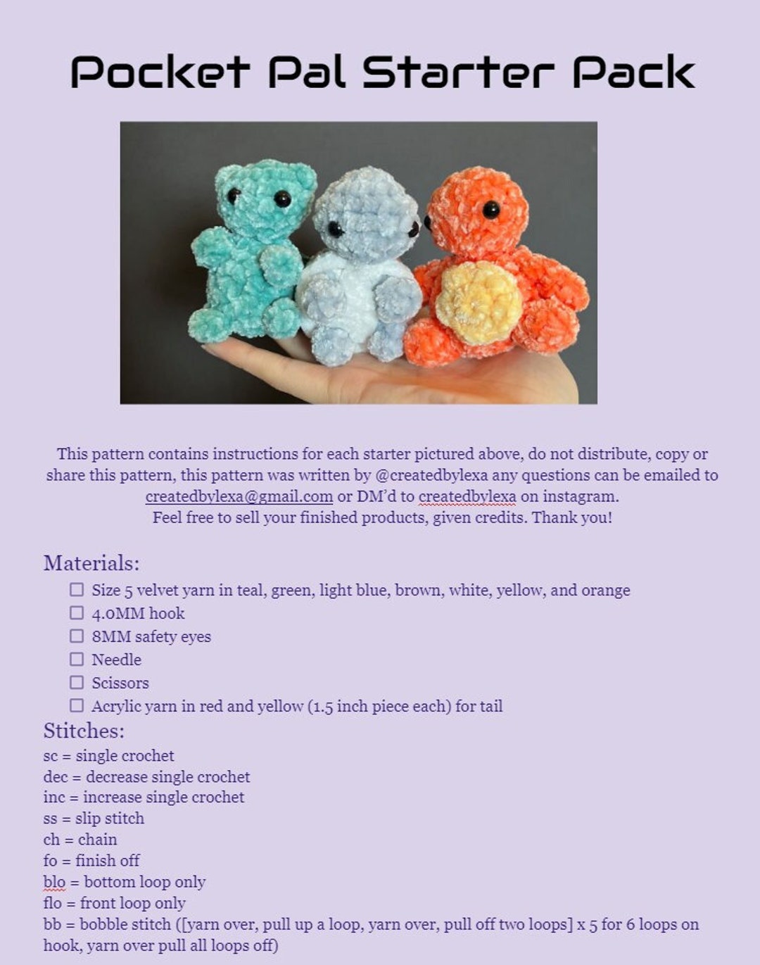 Pocket Pal Starter Set Crochet Pattern ** Digital Files Only** - Etsy