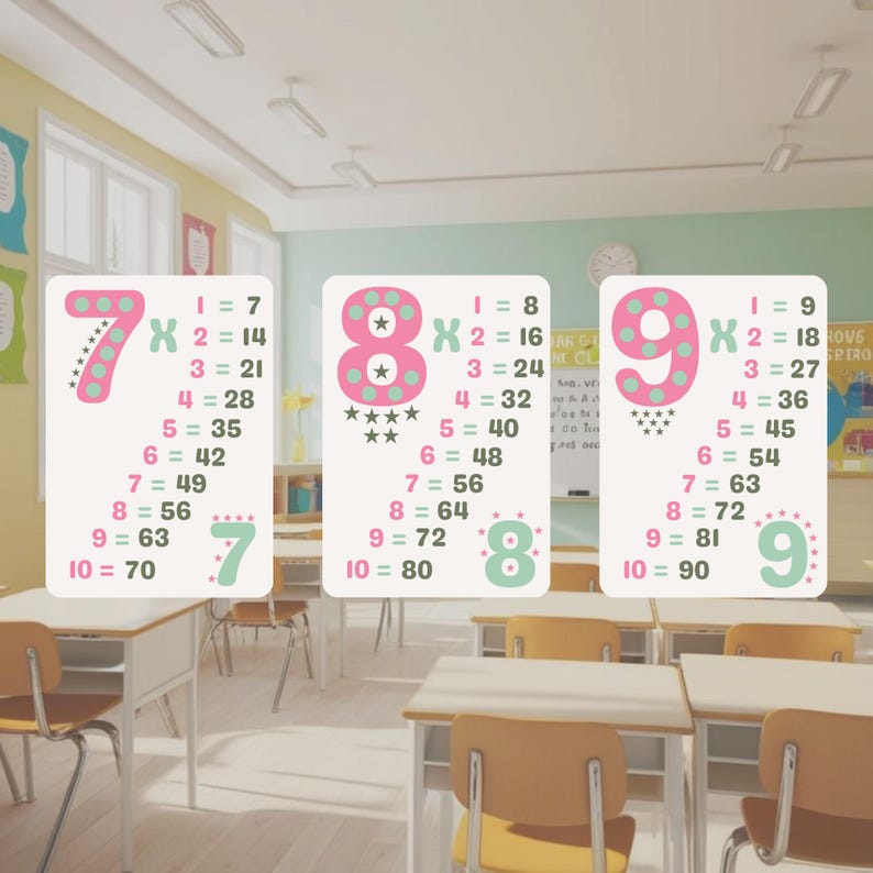 Printable Math Download for Kids | Set of 3 Math Educational 7, 8, 9 ...